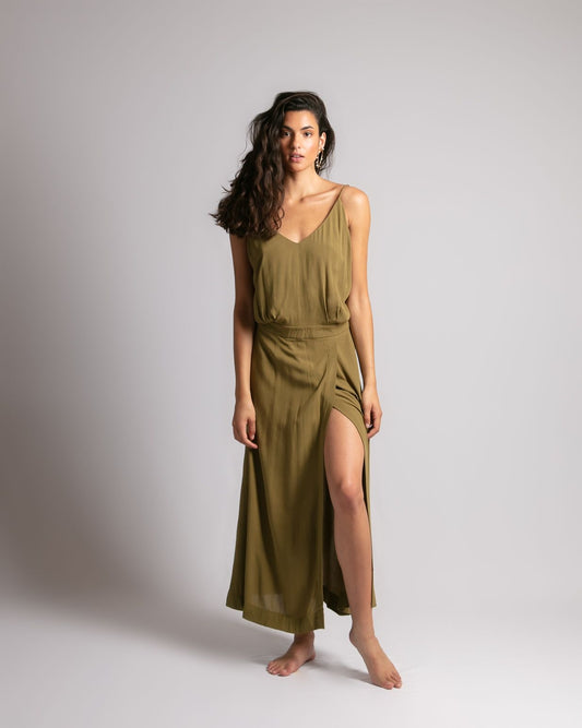 Robe Longue Faustina Vert Earth ⭐ Coup de cœur