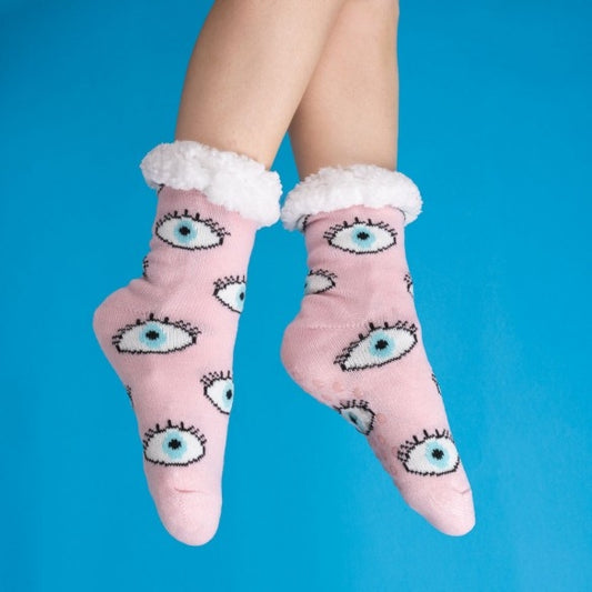 Chaussons fourrés Œil bleu Coucou Suzette – vue produit