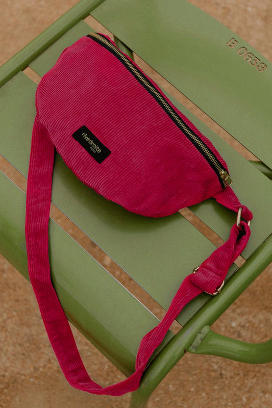 Sac banane Custine velours rose