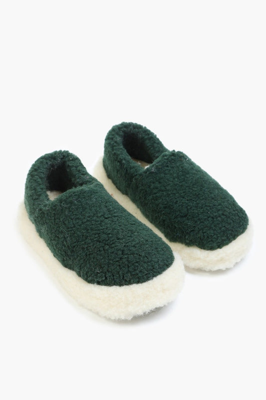 Chaussons en Laine Vert Foncé
