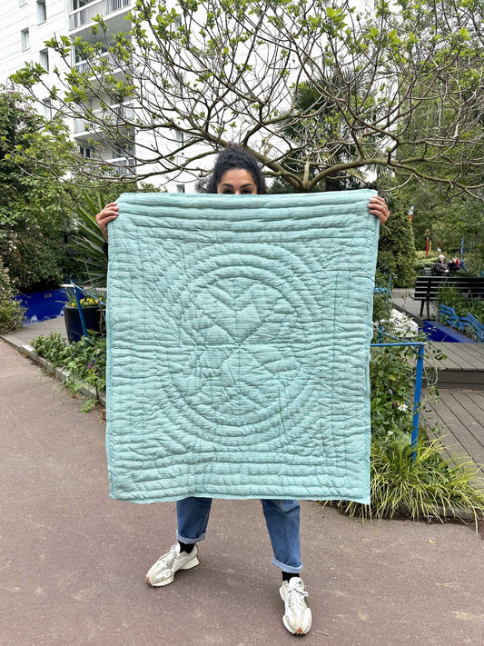 Plaid reversible Tibetan Flowers