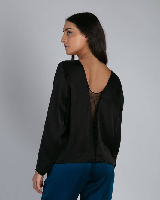 Top Lauper soie noir