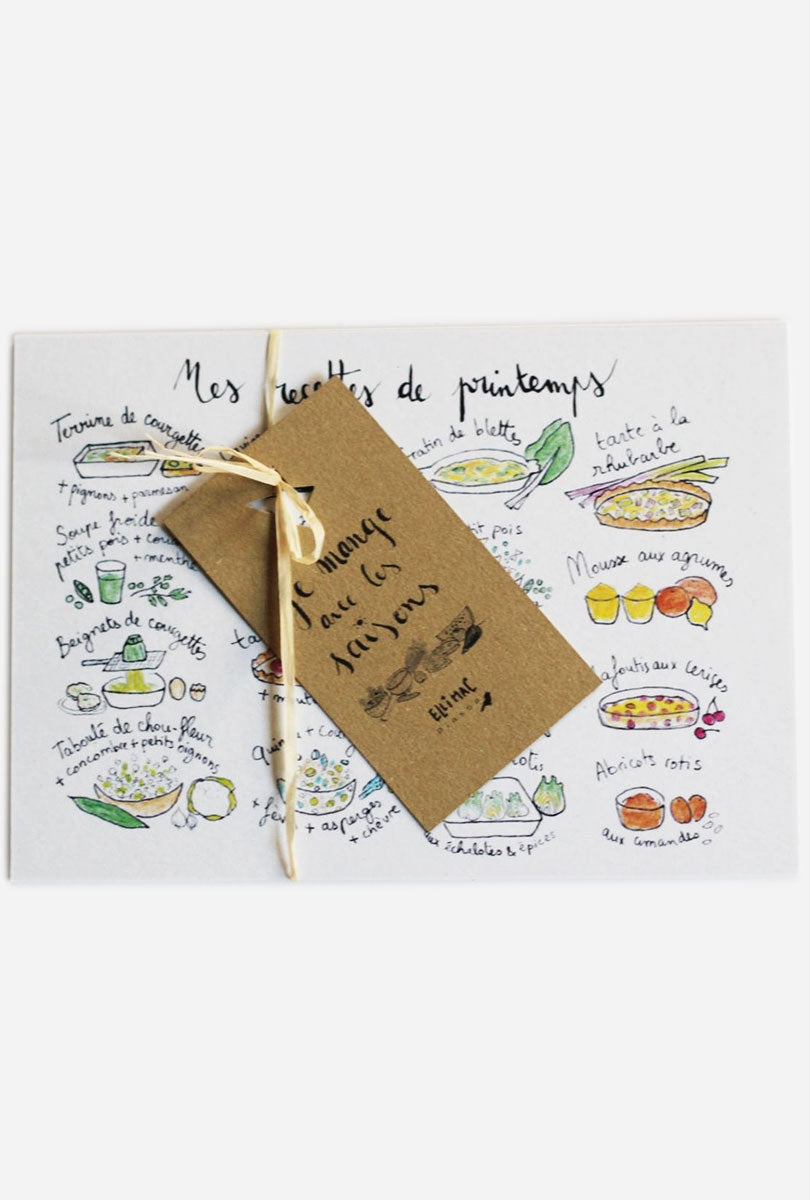 4 Cartes illustrées - idées recettes végétariennes de saison