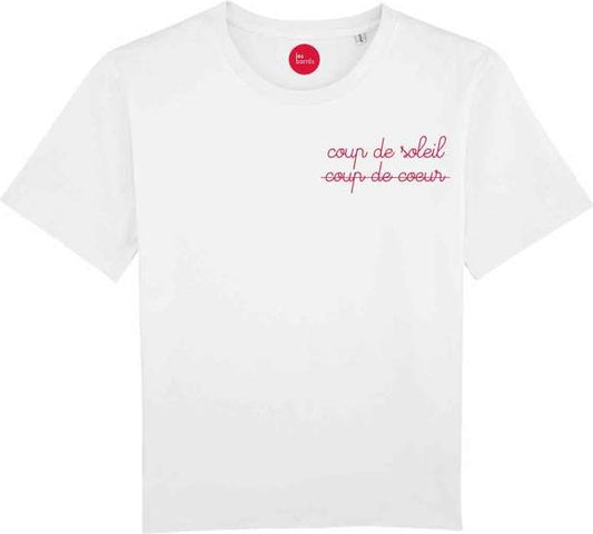 T-shirt femme brodé coup de soleil / coup de cœur