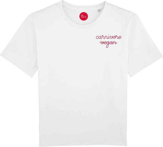 T-shirt femme brodé carnivore / vegan