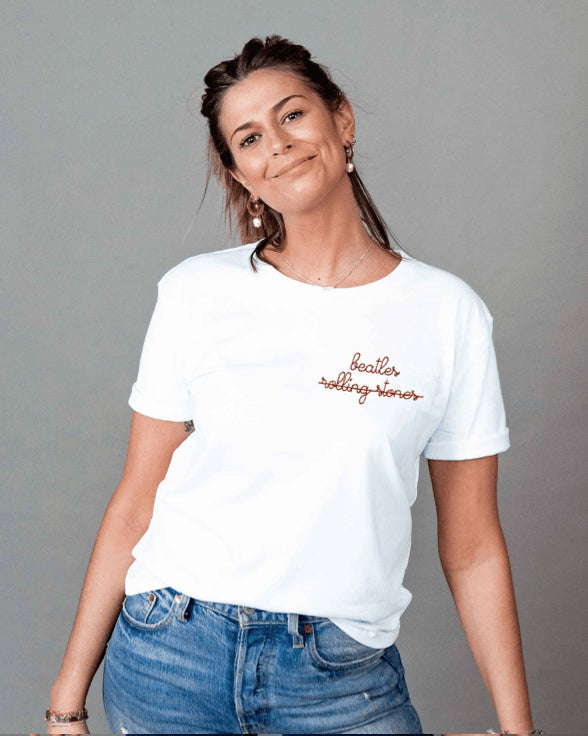 T-shirt unisexe brodé Rolling Stones / Beatles (au choix)