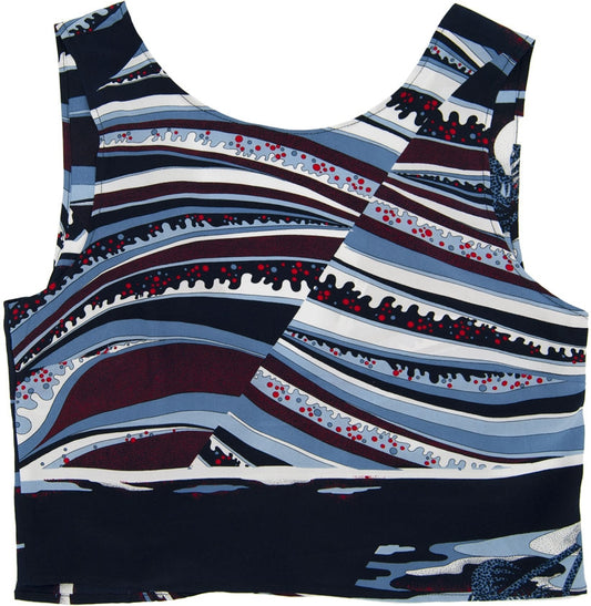 Top en soie dos nu Chioma wave bleu