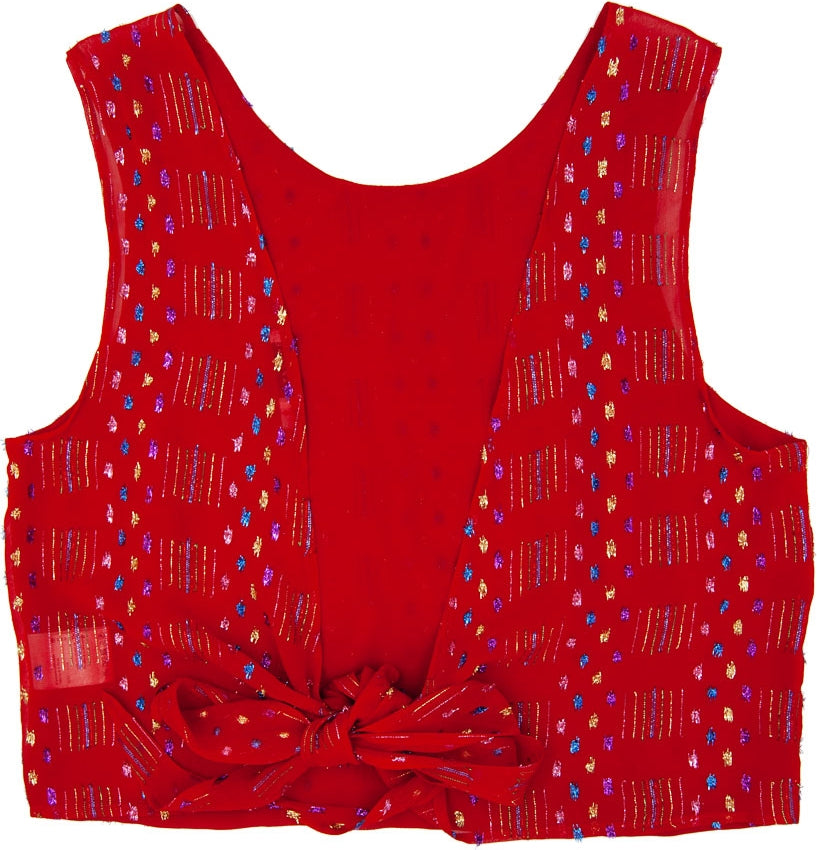 Top en soie dos nu Chioma rouge lurex