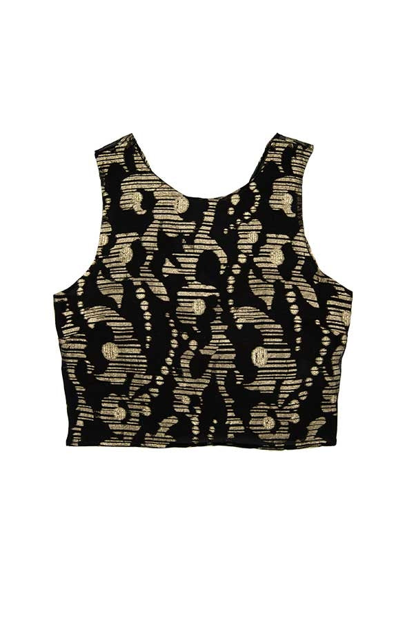 Top en soie dos nu Chioma lurex noir & or