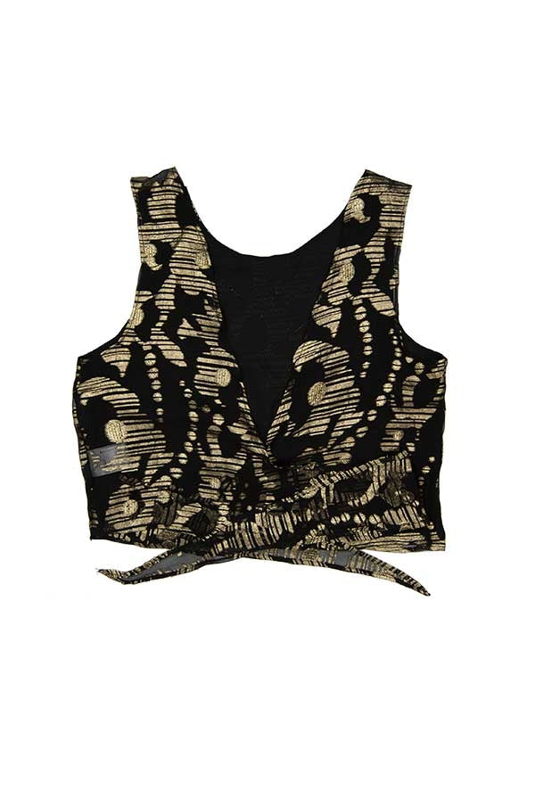 Top en soie dos nu Chioma lurex noir & or