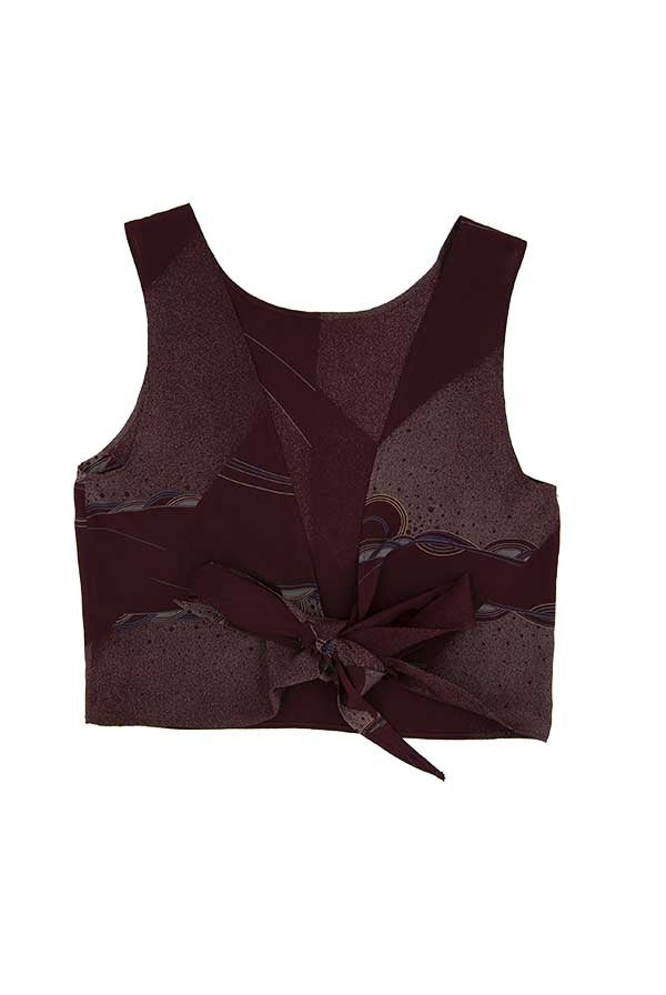 Top en soie dos nu Chioma bordeaux