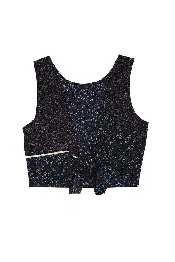 Top en soie dos nu Chioma liberty navy