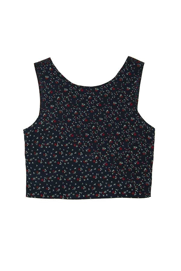 Top en soie dos nu Chioma liberty navy