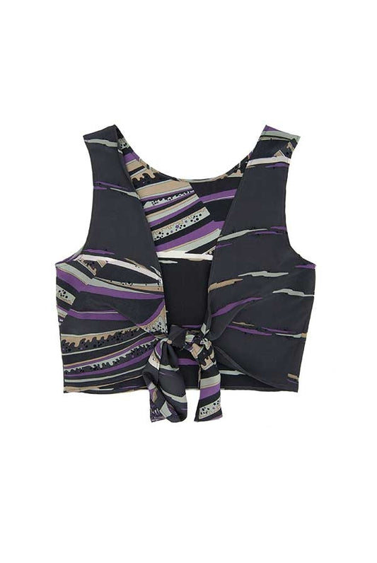 Top en soie dos nu Chioma wave violet