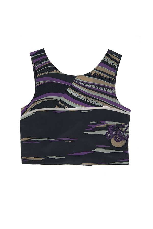 Top en soie dos nu Chioma wave violet