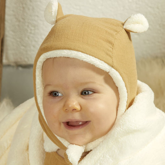 Bonnet bébé doublé en gaze de coton (au choix)