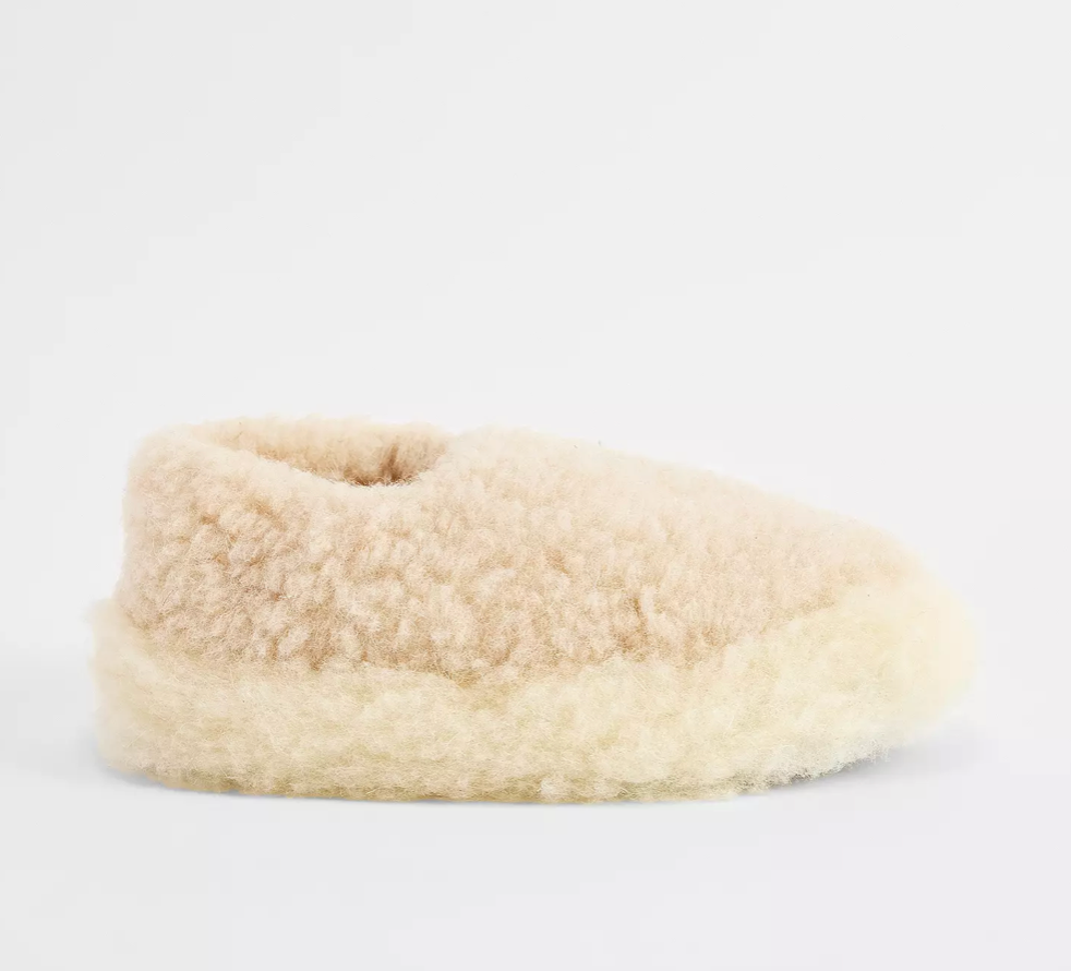 Chaussons en laine beige