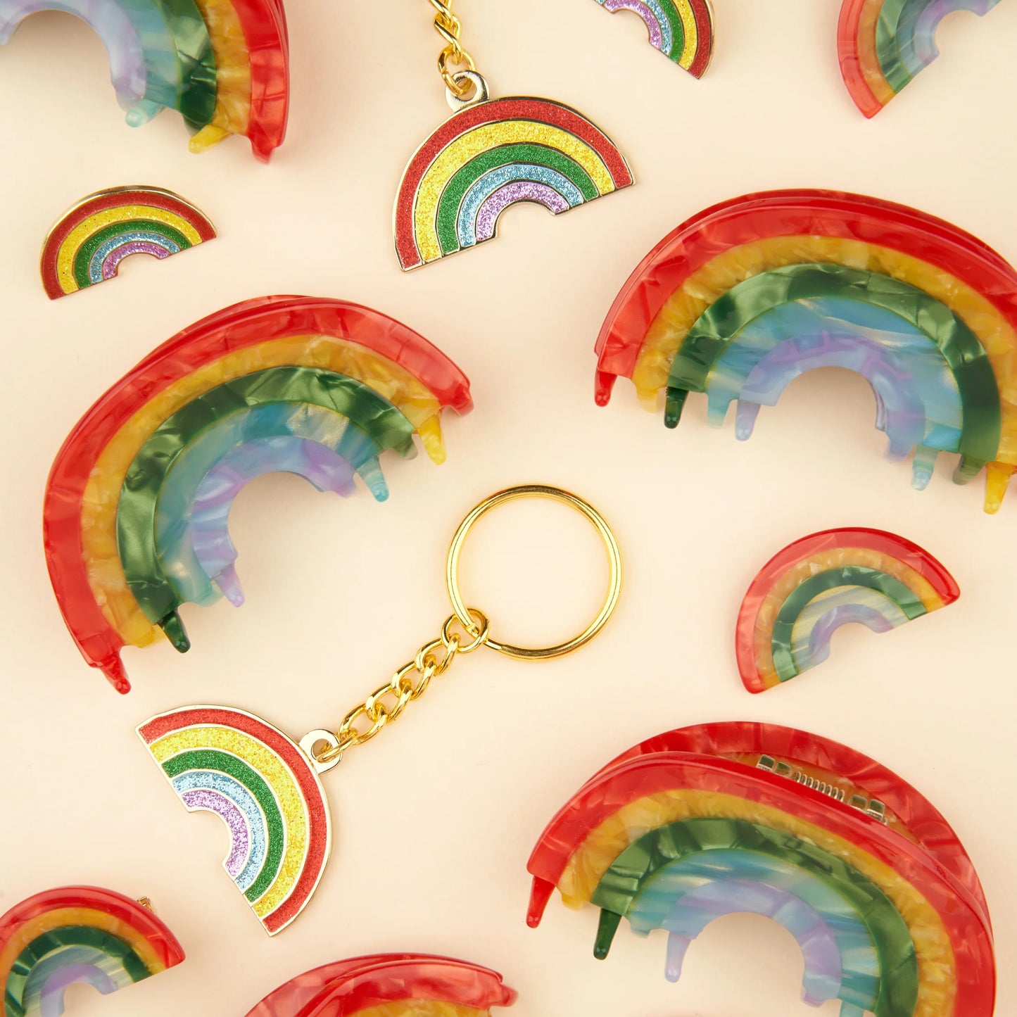 Pince à cheveux arc en ciel