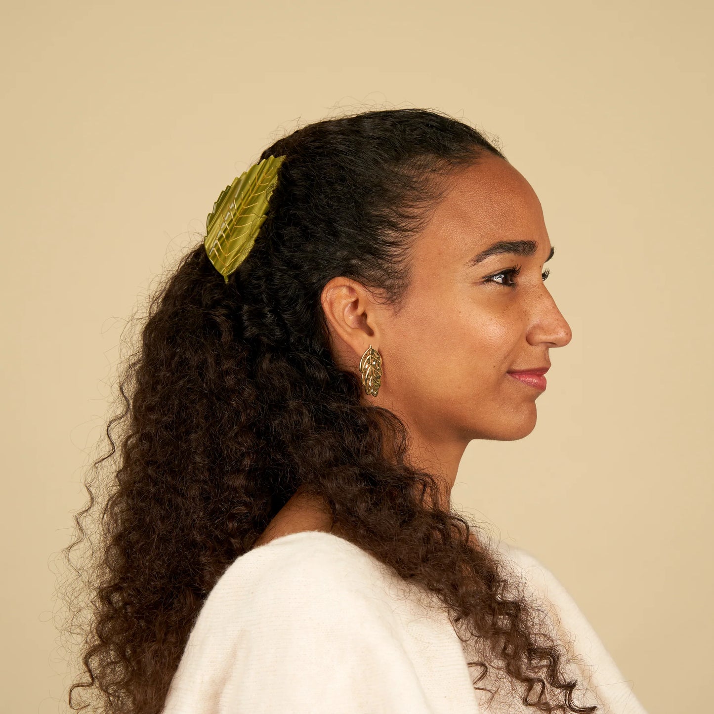 Pince à cheveux Feuille châtaigner verte
