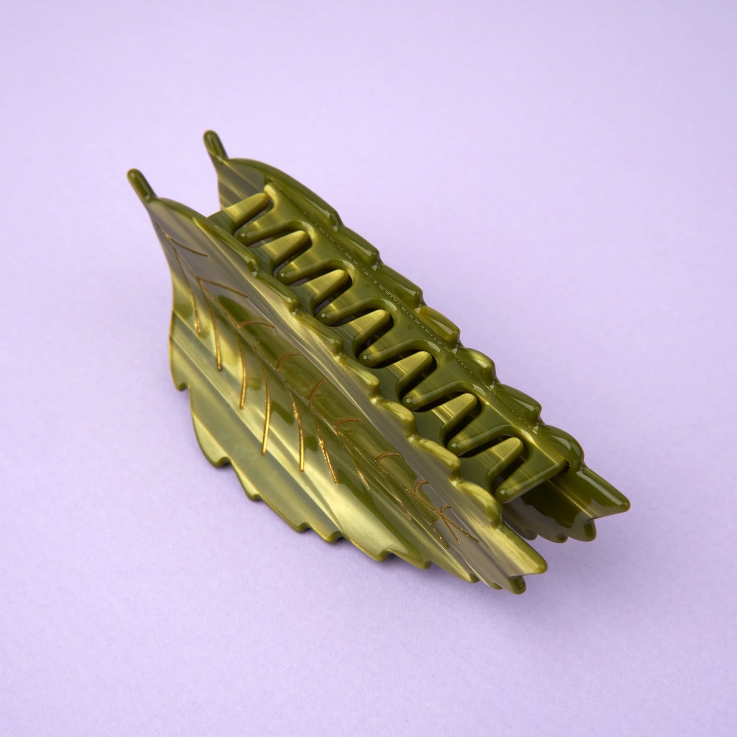 Pince à cheveux Feuille châtaigner verte