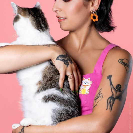 Patch thermocollant Lucky Cat Malicieuse - Patch thermocollant Lucky Cat Malicieuse
