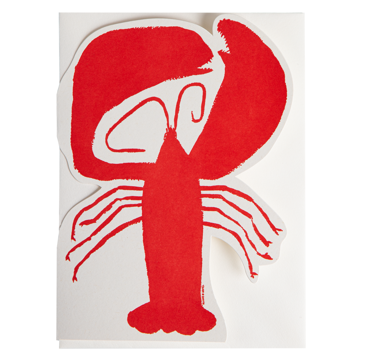 Carte découpée The Lobster Archivist Gallery, vue rapprochée du homard rouge