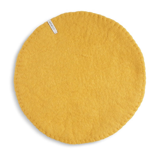 Coussin d’assise rond en laine Ocre Aveva, vue de face