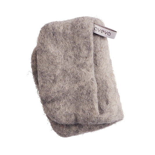 Manique en laine Aveva Raw Nature, coloris gris-brun chiné, vue entière sur fond blanc