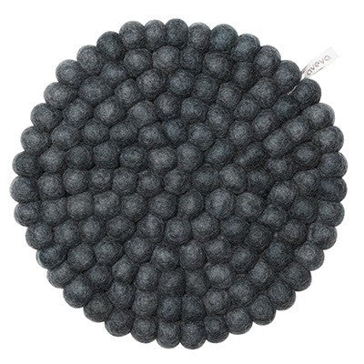 Grand dessous de plat rond Aveva 25 cm Gris anthracite en laine