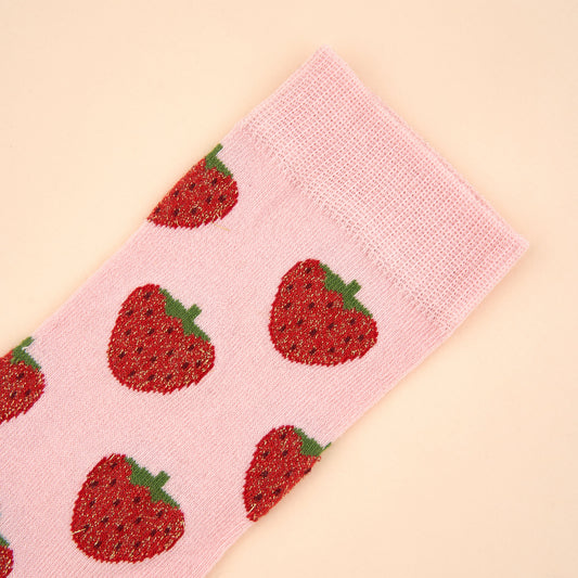 Chaussettes à paillettes Fraise Coucou Suzette porté