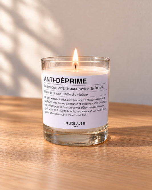 Bougie Anti-Déprime Rose de Grasse Félicie Aussi allumée en ambiance