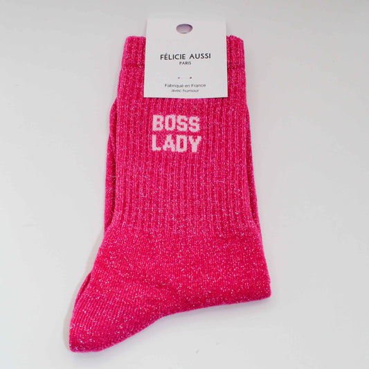 Chaussettes Boss Lady paillettes rose 36/40 Félicie Aussi avec étiquette