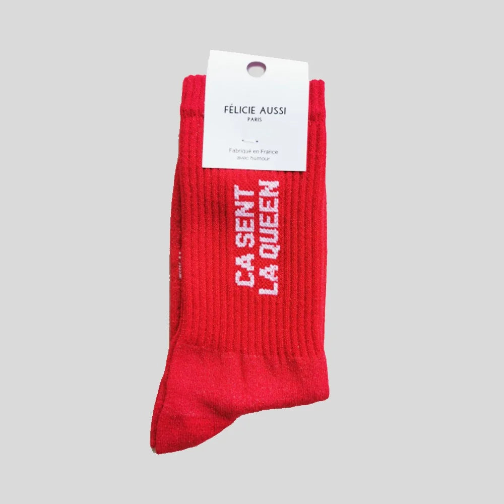 Chaussettes Ça sent la queen Paillettes rouge - 36/40 Félicie Aussi
