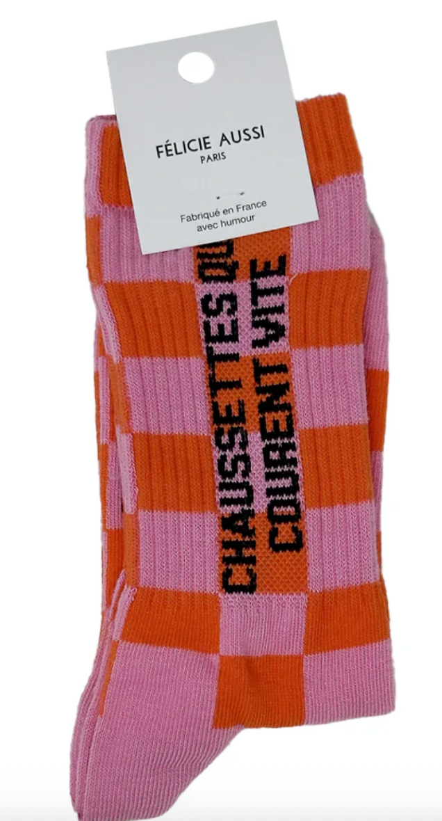 Chaussettes Qui courent vite Damier rose - 36/40 Félicie Aussi