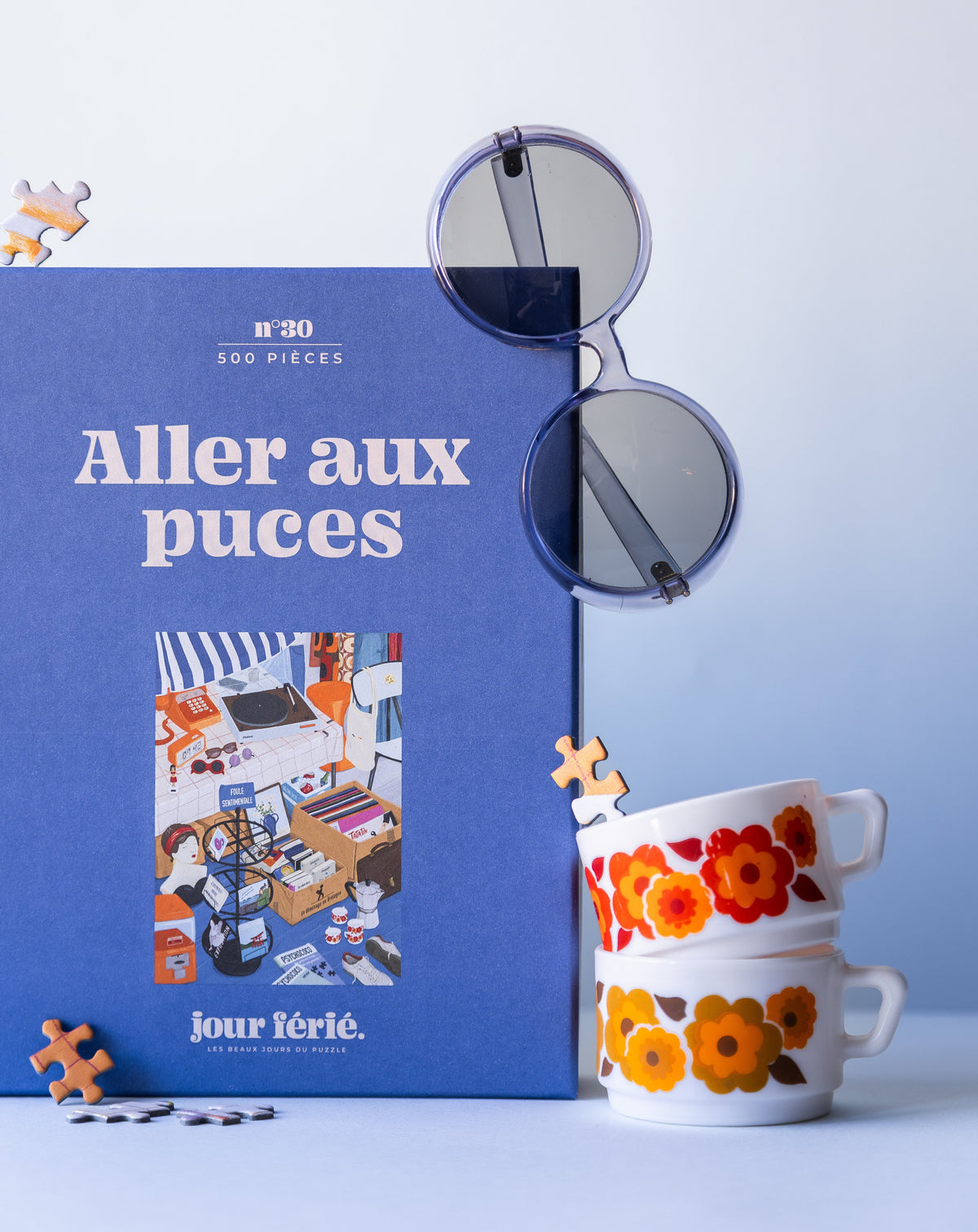 Puzzle Aller aux puces 500 pièces Jour Férié : detail boite lunettes