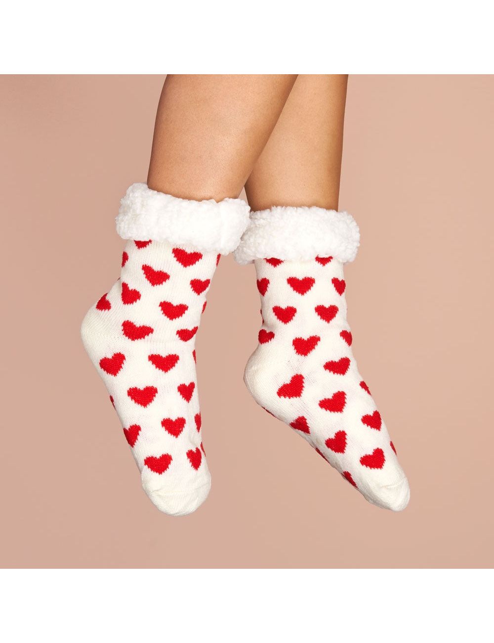 Chaussettes homme Blanches à motif Coeurs Rouges