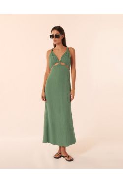 Robe longue Bubble Oil Green