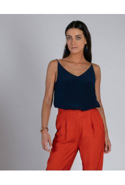 Top Maeva soie Indigo