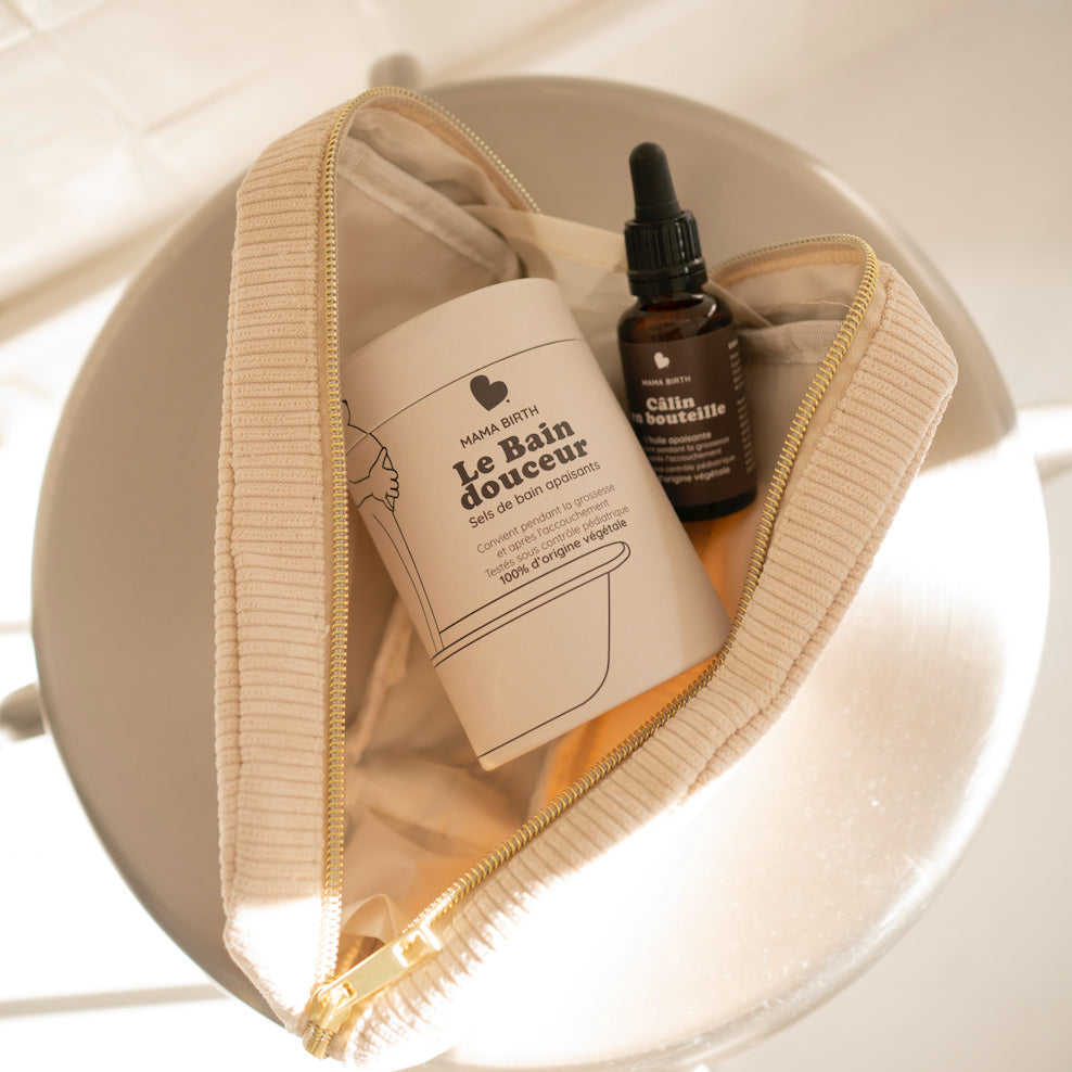Trousse et soins Mama Birth dans une ambiance bien-être