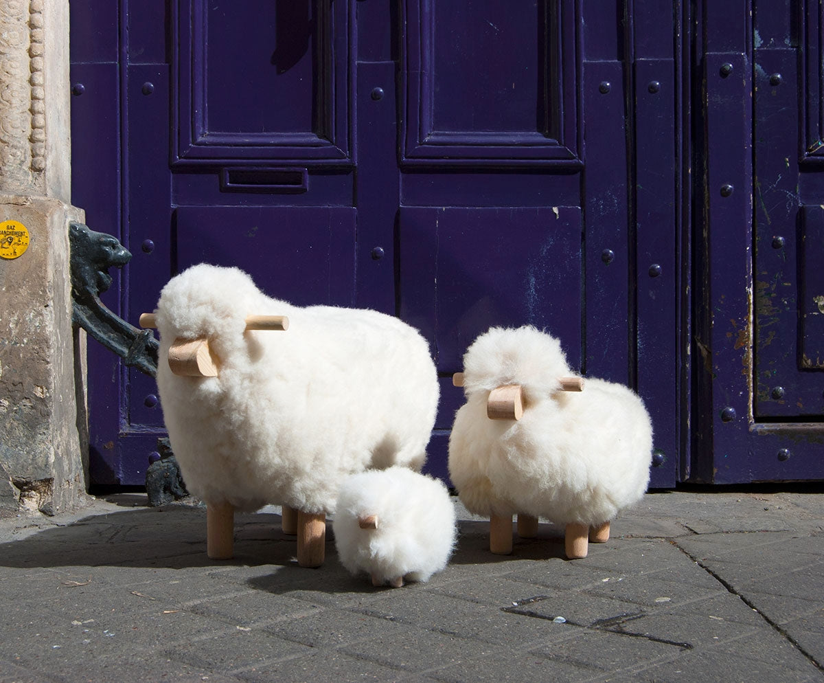 Famille de moutons Copain en bois et laine, Mamamushi Voyage