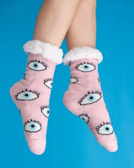 Chaussons fourrés Œil bleu – Coucou Suzette – image principale 4:5