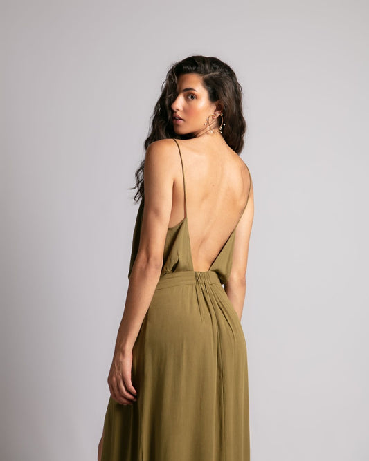 Robe Longue Faustina Vert Earth ⭐ Coup de cœur