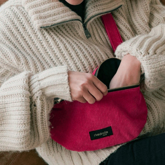 Sac banane Custine velours rose