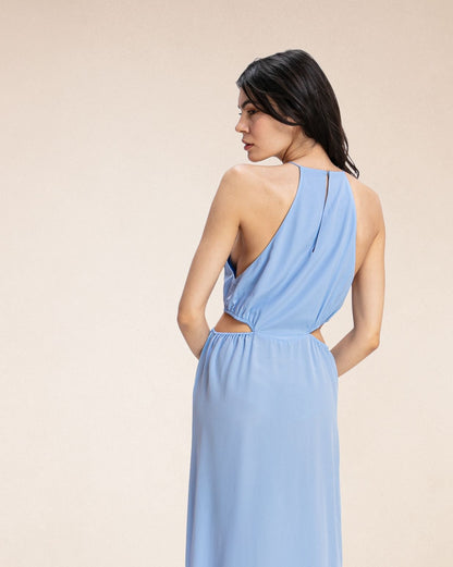 Robe longue en soie Milano Ice blue