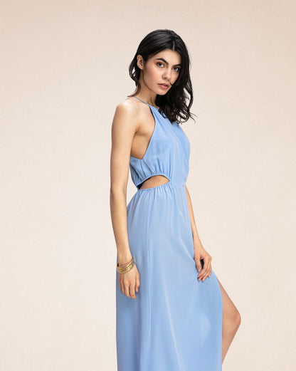 Robe longue en soie Milano Ice blue