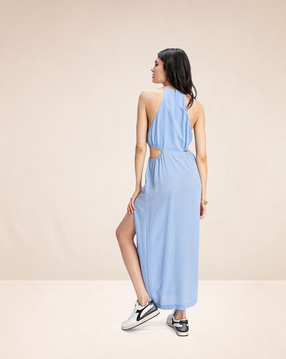 Robe longue en soie Milano Ice blue