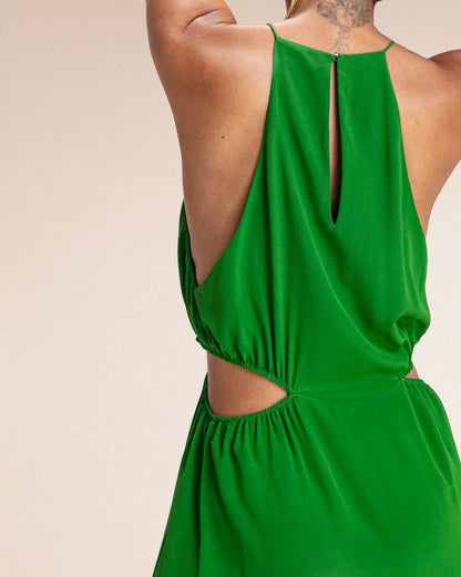 Robe longue Milano en soie vert Lime