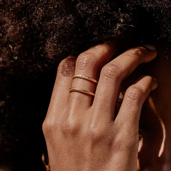 Bague Ève double BDM Studio porté, vue complémentaire