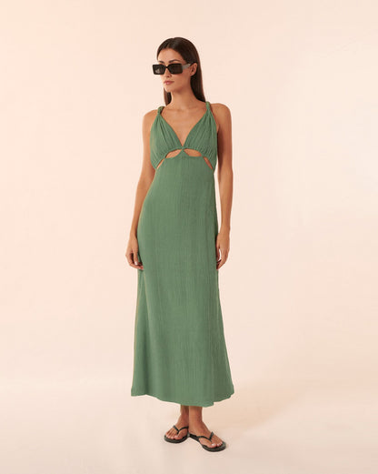 Robe longue Bubble Oil Green