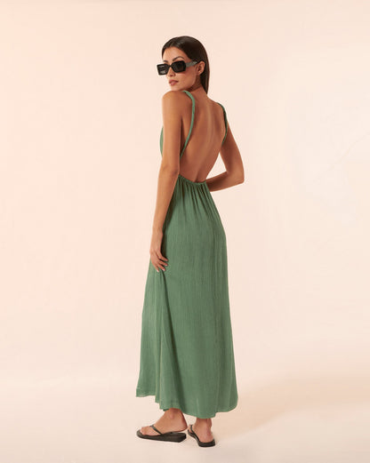 Robe longue Bubble Oil Green